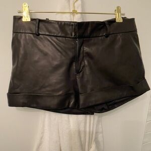 Black Leather Women Shorts